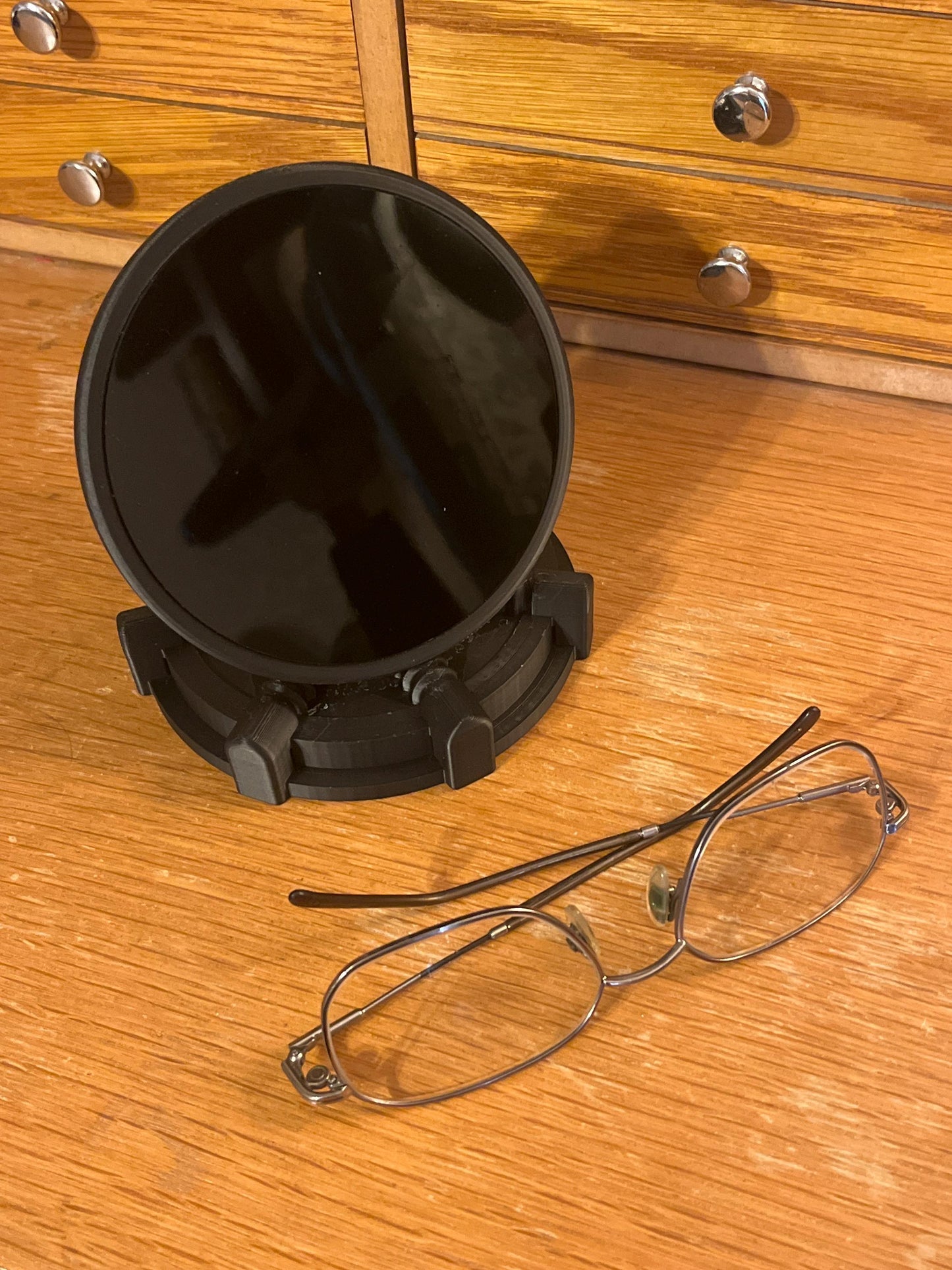 3D Printed Scrying Mirror, Black Acrylic (4 inch)