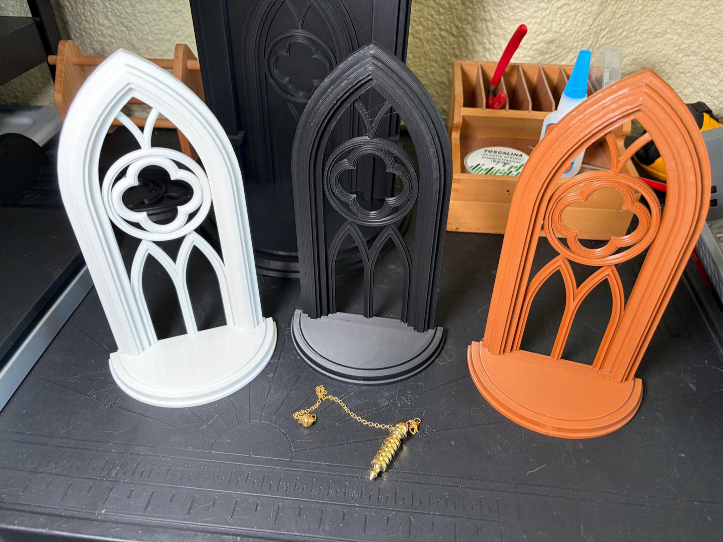 Gothic Arch Wall Art Display Stand- 3D Printed Goth Relief Decor
