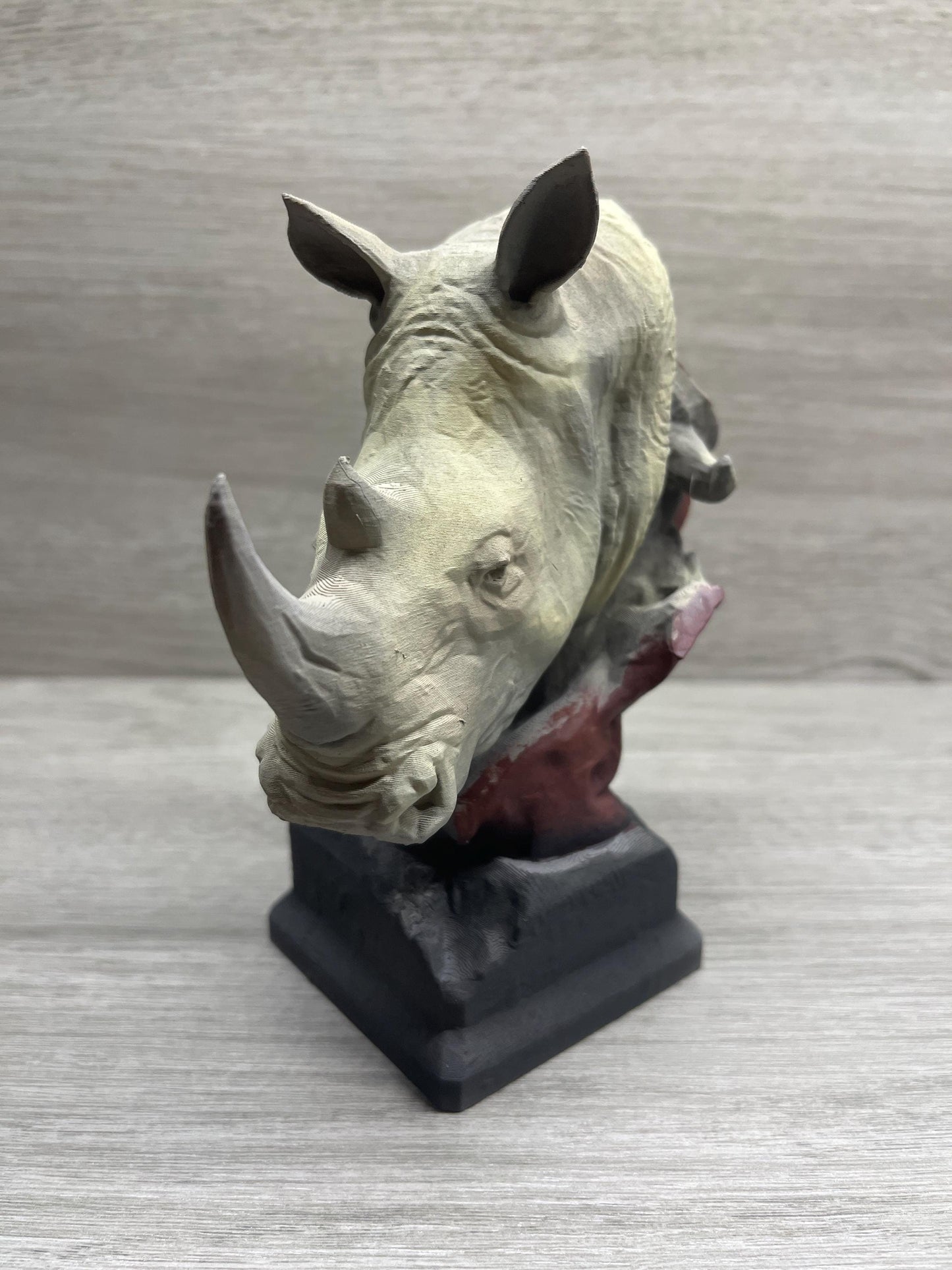 Hand Painted Rhino Sculpture 3D Print