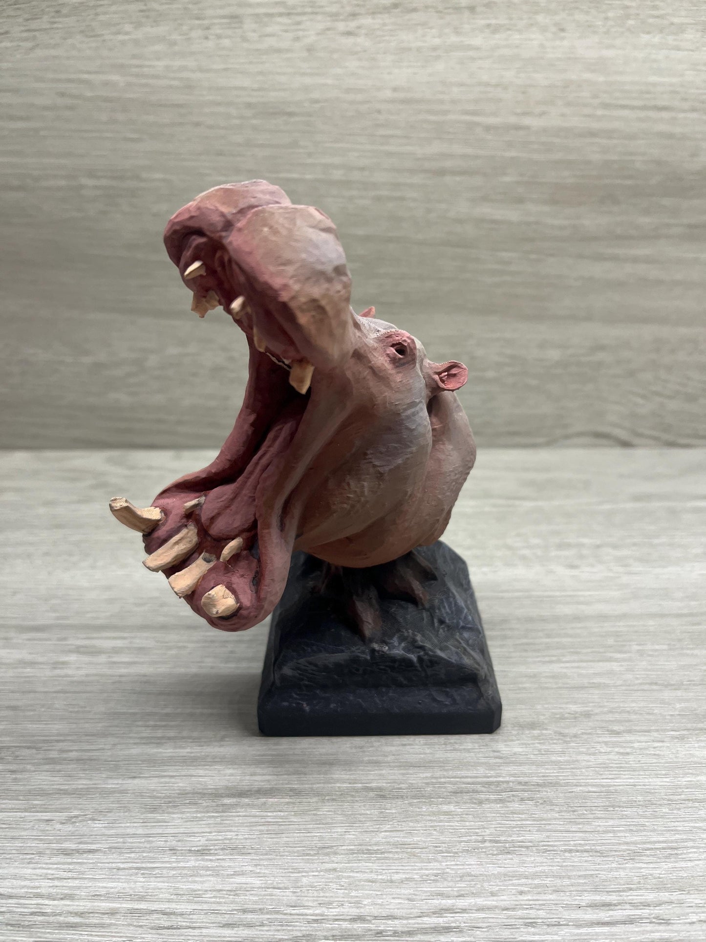 Hand Painted Hippo Sculpture 3D Print
