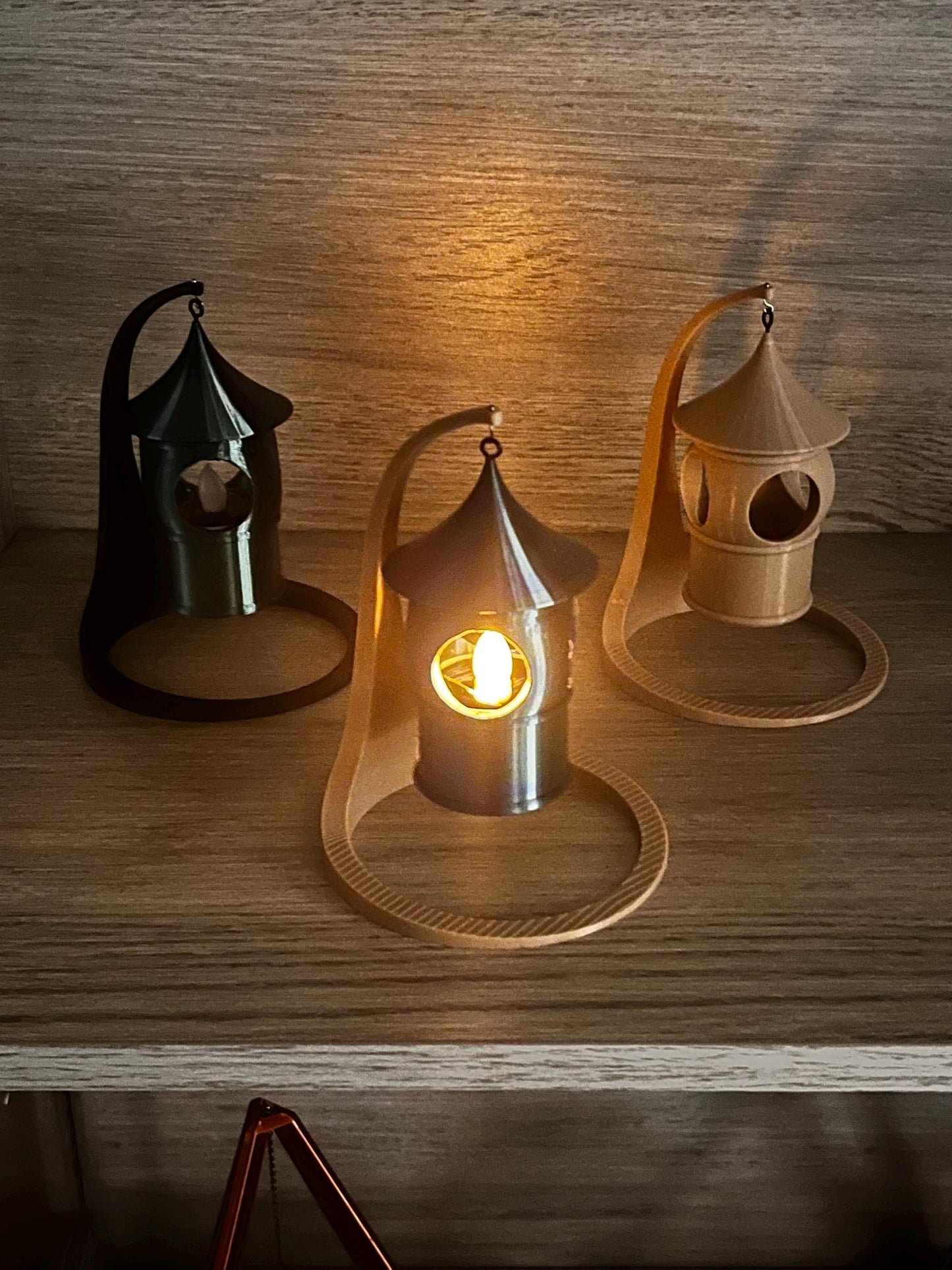 3D Printed Solar Tealight with Hanging Stand.