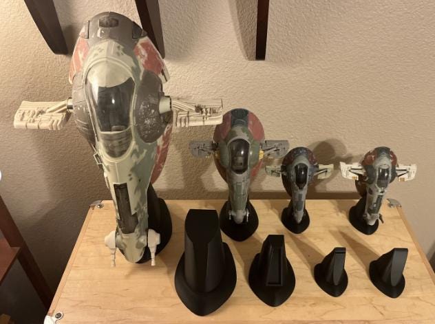 3D Printed Star Wars Slave 1 Ship Display Stand (Various Models)