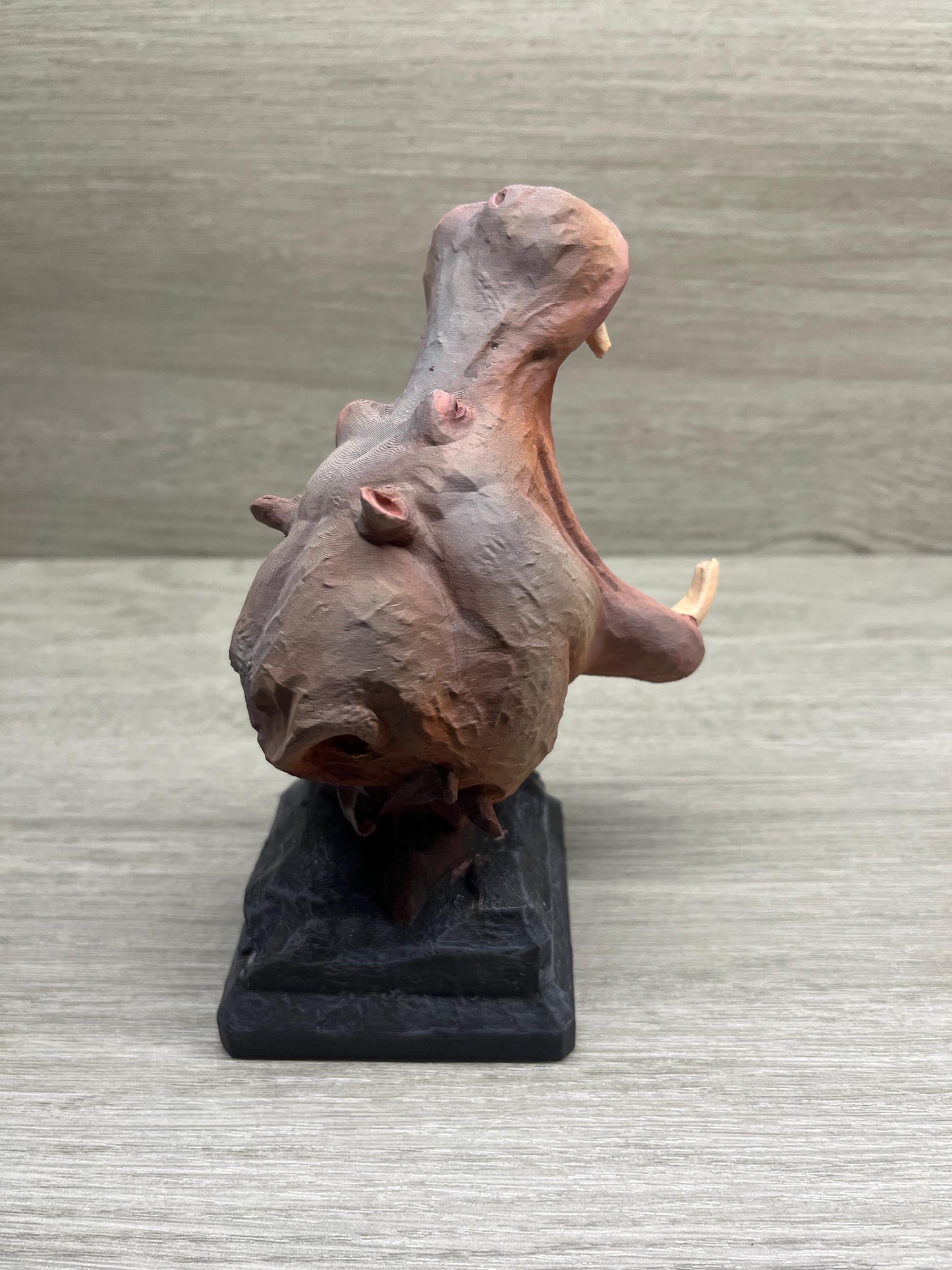 Hand Painted Hippo Sculpture 3D Print