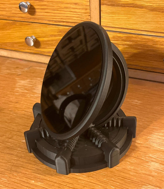 3D Printed Scrying Mirror, Black Acrylic (4 inch)