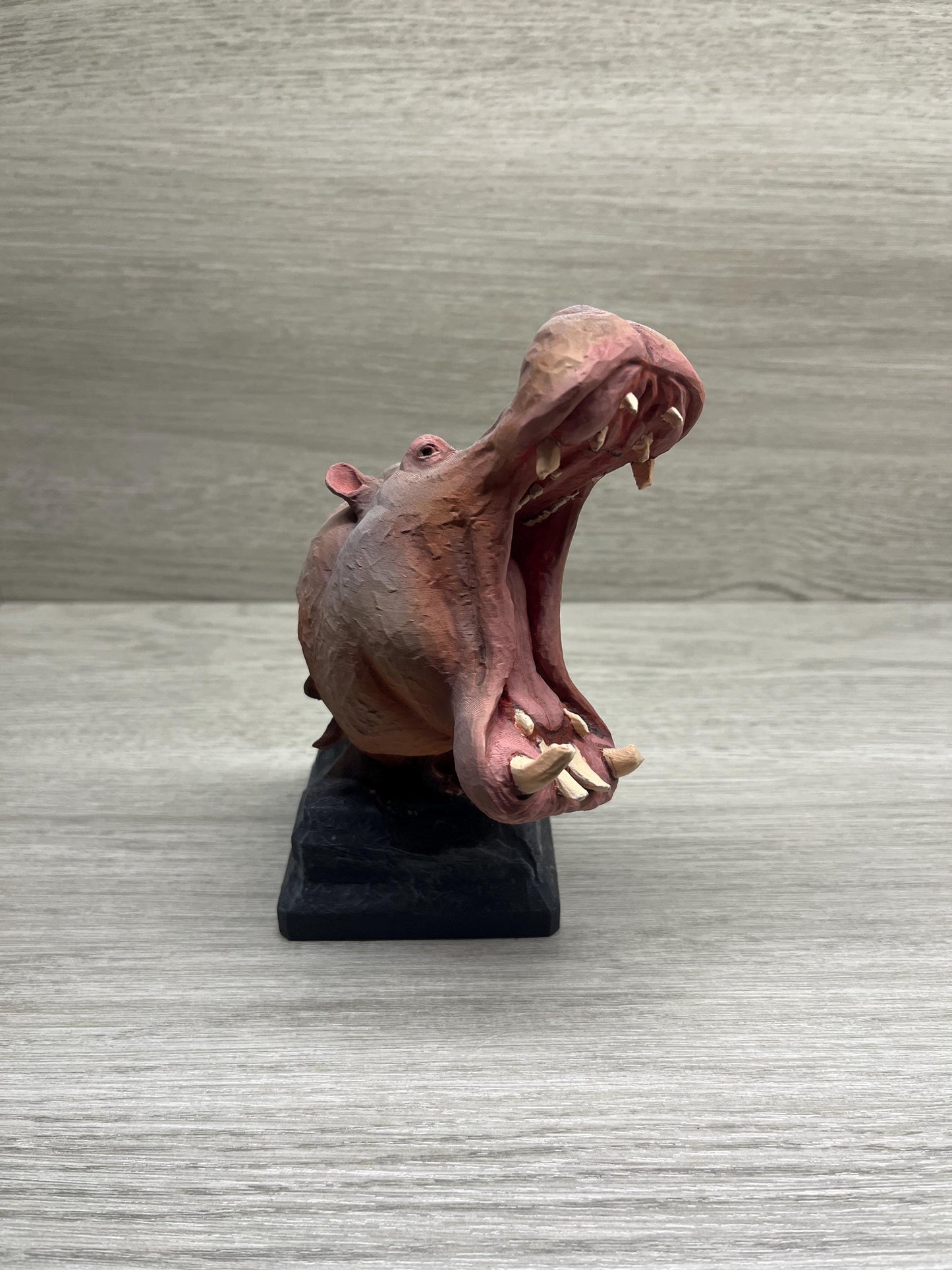 Hand Painted Hippo Sculpture 3D Print