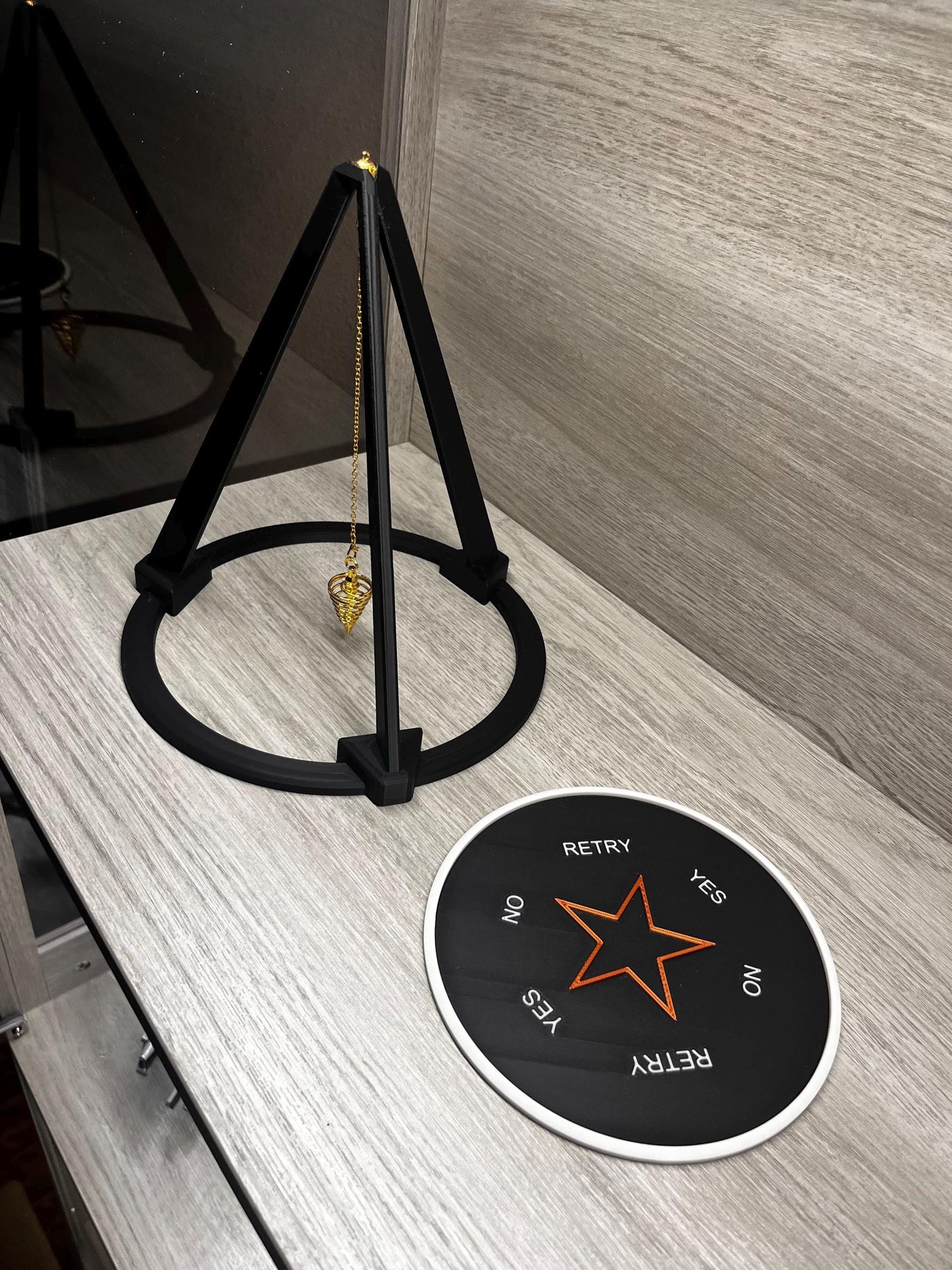 Large Open Tripod Stand with Pendulum and Divination Board (3D Printed PLA Plastic)