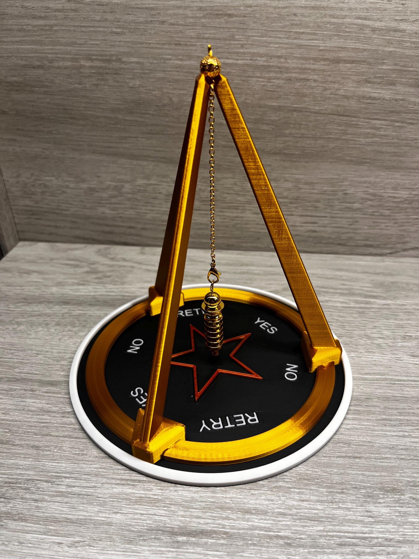Small Open Tripod Stand with Pendulum and Divination Board (3D Printed PLA Plastic)